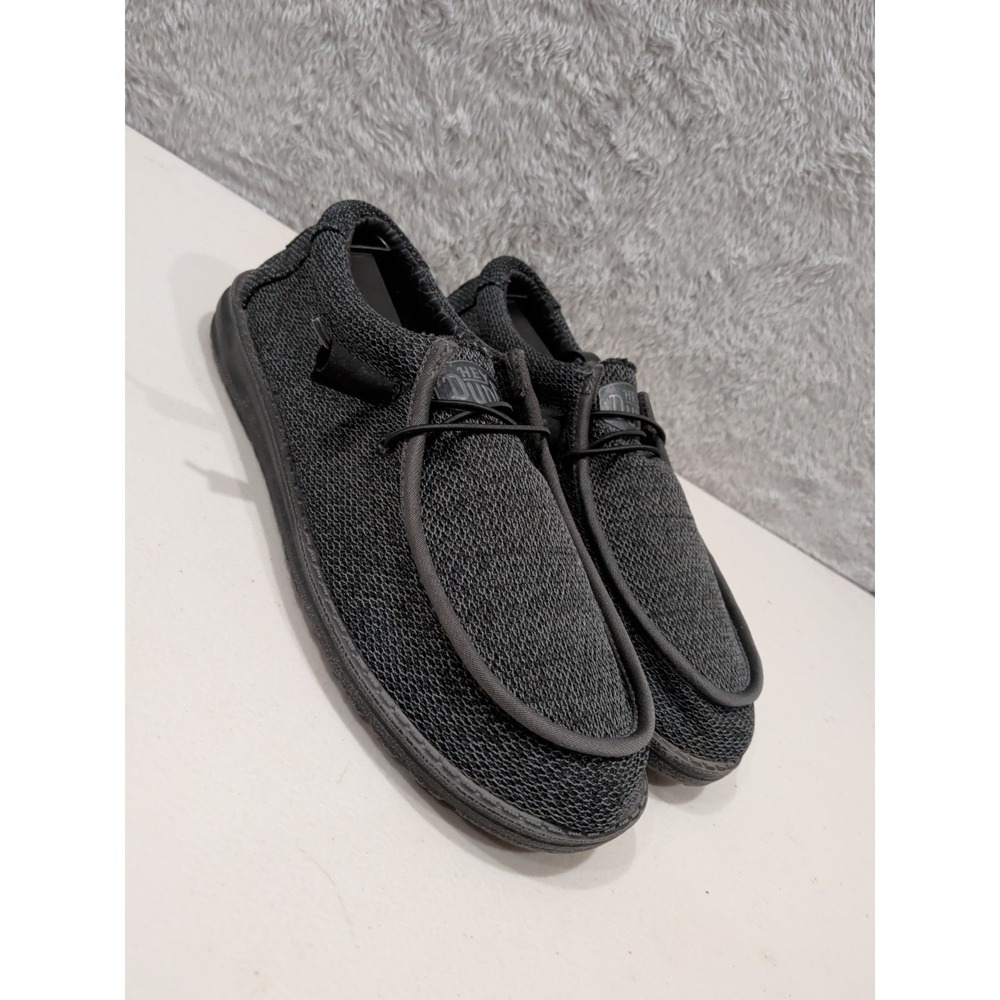 Hey Dude Wally Sox Micro Total Black Mesh Slip On Loafers Mens 9 40019-0XJ